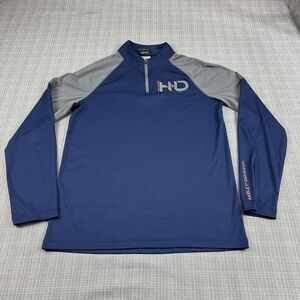 Harley Davidson Pullover‎ Mens Medium Performance 1/4 Zip Long Sleeve Blue